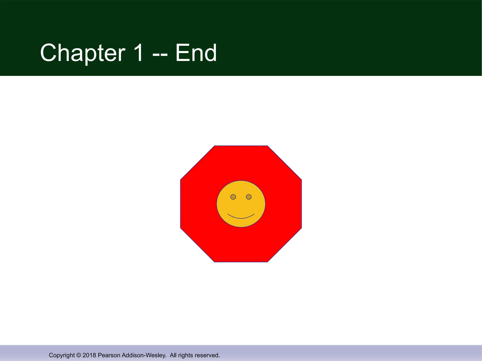 Copyright © 2018 Pearson Addison-Wesley. All rights reserved.
Chapter 1 -- End
 