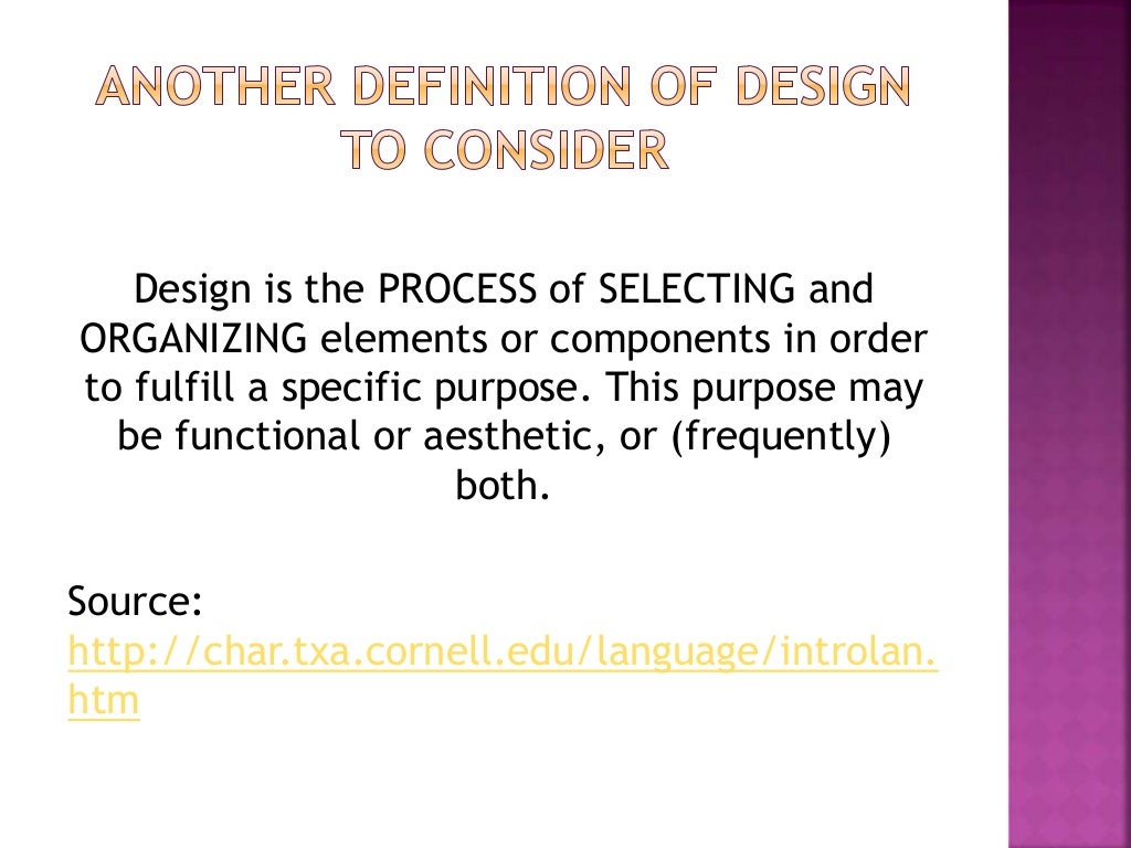 Lecture 1 a definition of design its elements and principle