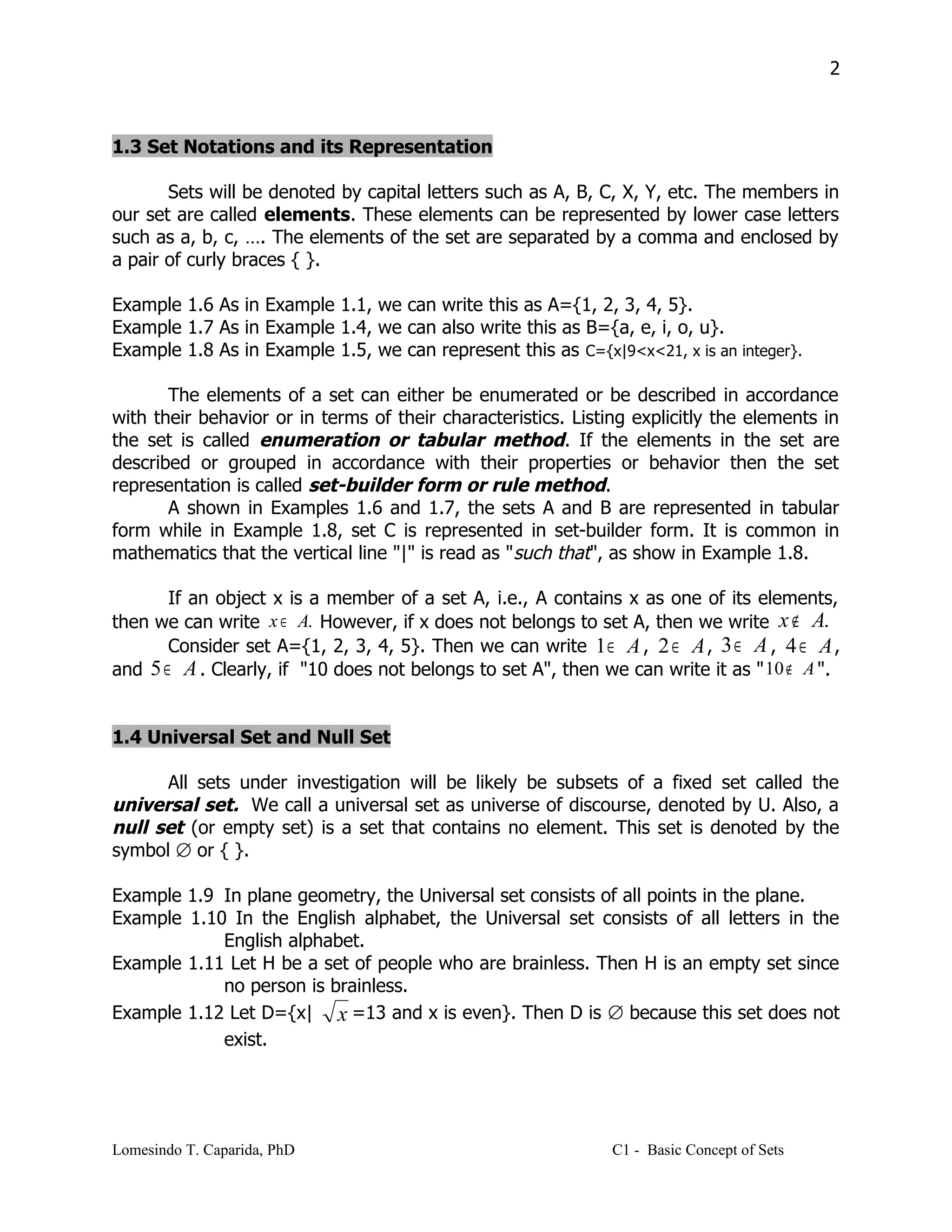 Lecture 1 - Concept of Sets.pdf | Programming Languages | Computing