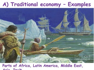 A) Traditional economy – Examples
Parts of Africa, Latin America, Middle East,
 