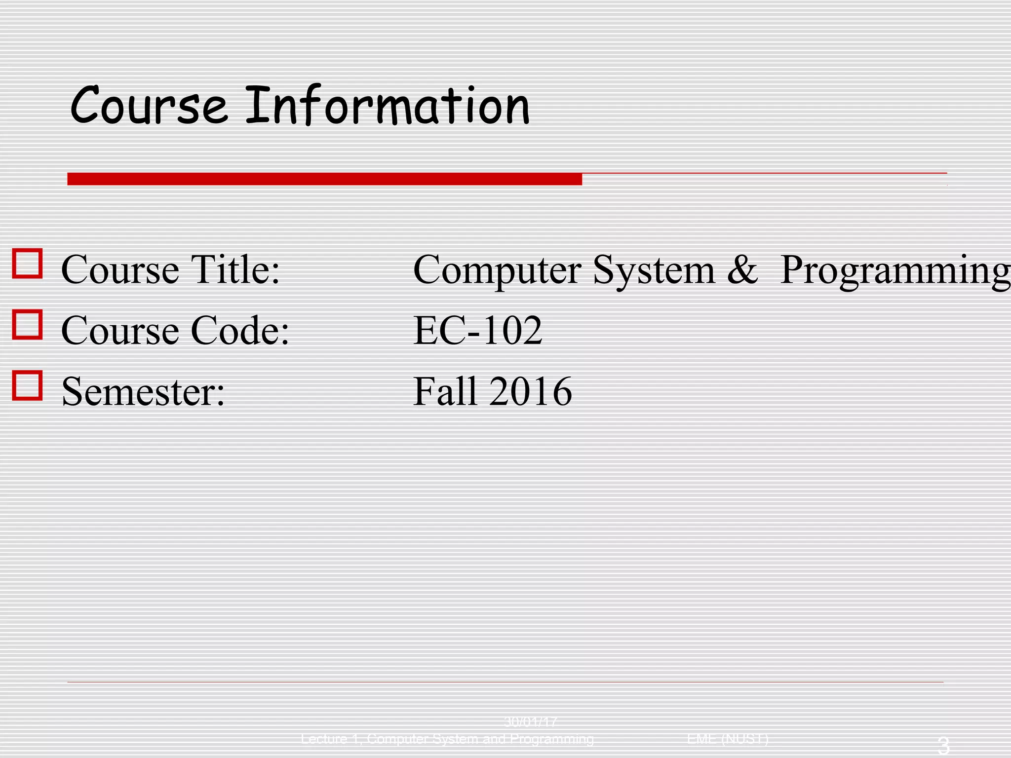 Fundamentals of computer system and Programming EC-105 | PPT