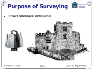 Purpose of Surveying
 To record archeological, crimes scenes
 