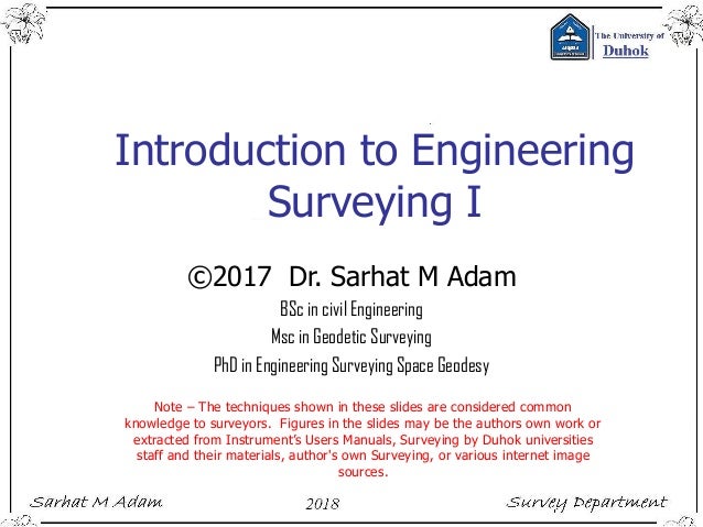 Lecture 1 Introdcution To Engineering Surveying