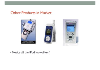 Other Products in Market
• Notice all the iPod look-alikes?
 