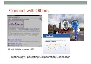 Connect with Others
• Technology Facilitating Collaboration/Connection
Mosaic WWW browser 1993
 