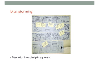 Brainstorming
• Best with interdisciplinary team
 