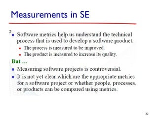 Measurements in SE
32
 