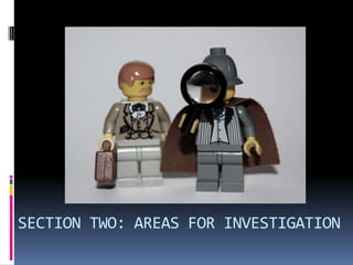 SECTION TWO: AREAS FOR INVESTIGATION

 