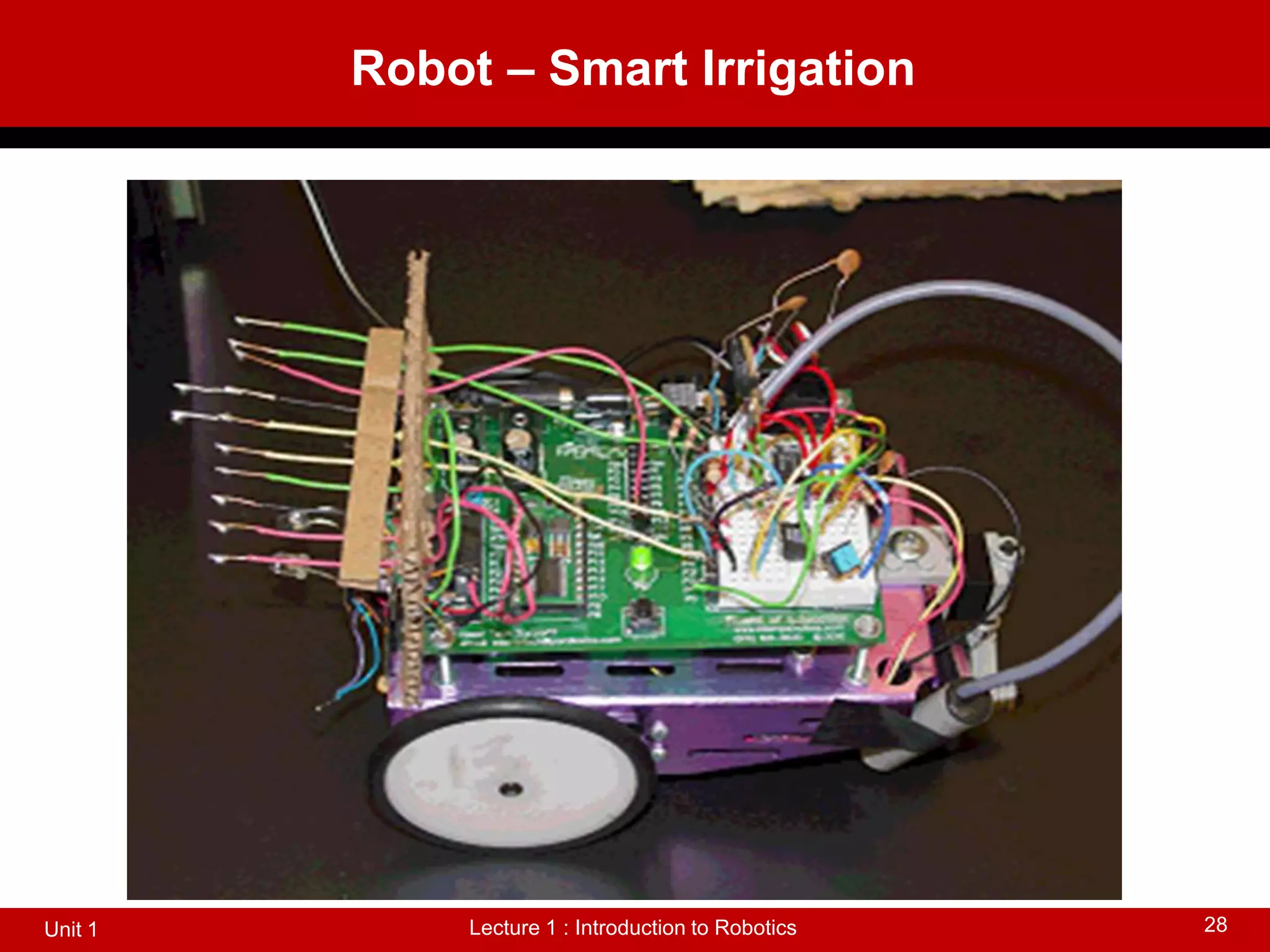 Robot – Smart Irrigation
Lecture 1 : Introduction to Robotics
Unit 1 28
 