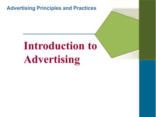 Introduction to
Advertising
Advertising Principles and Practices
1-1
 