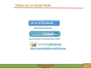 Follow me on Social Media
http://facebook.com/hzharraz
http://www.slideshare.net/hzharraz
https://www.linkedin.com/in/hassan-harraz-3172b235
 