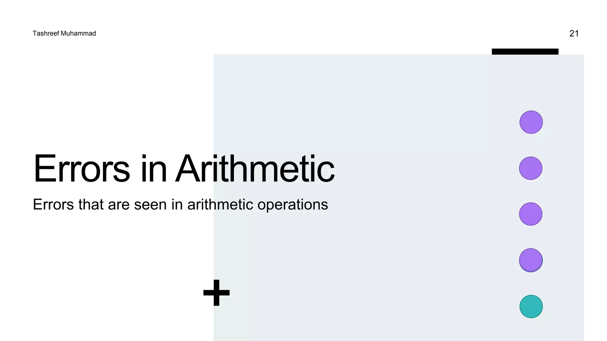 Errors in Arithmetic
Errors that are seen in arithmetic operations
Tashreef Muhammad 21
 