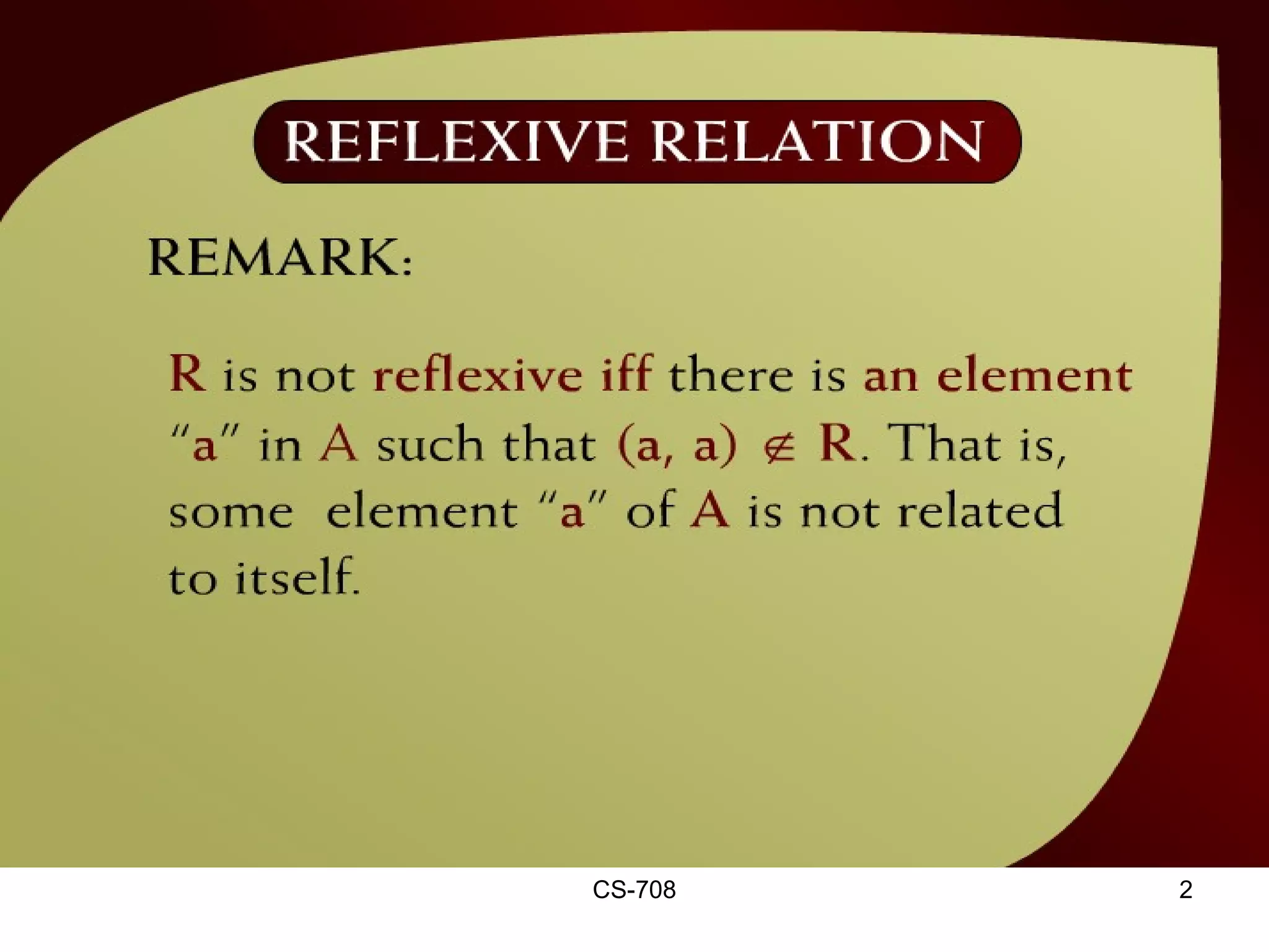 Reflexive Relation – (12 – 2a)
