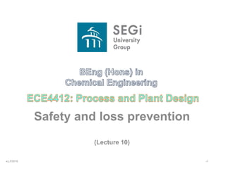 Safety and loss prevention
(Lecture 10)
•LLF0916 •1
 