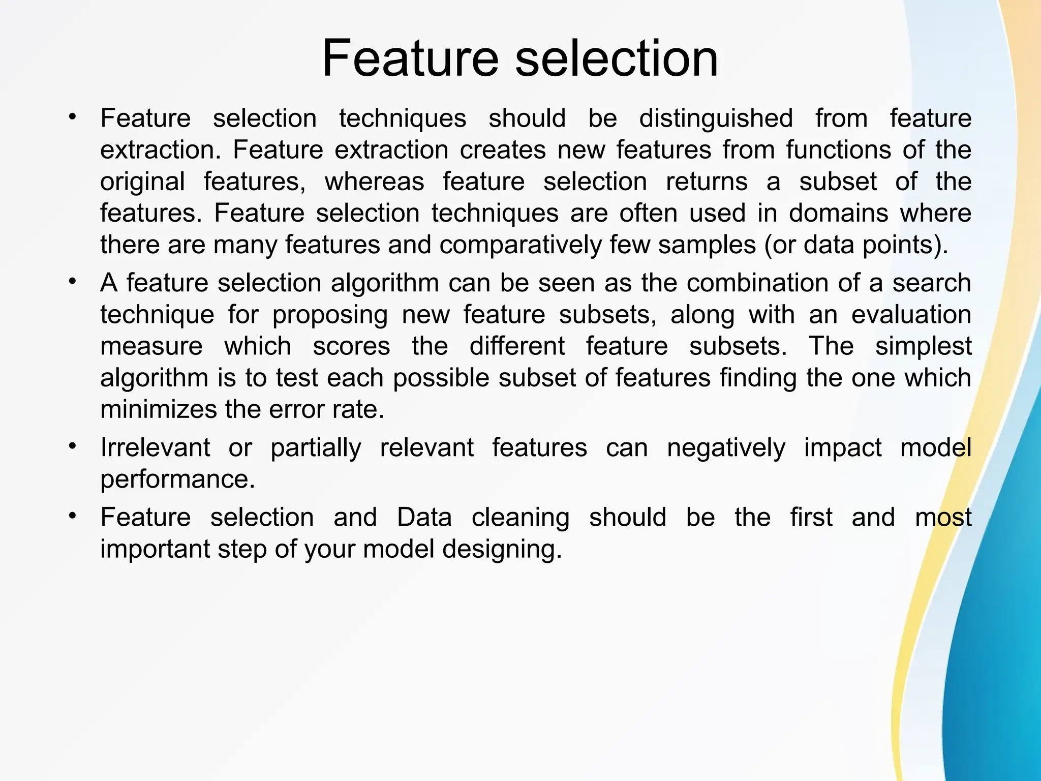 feature selection slides share and types of features selection | PPT