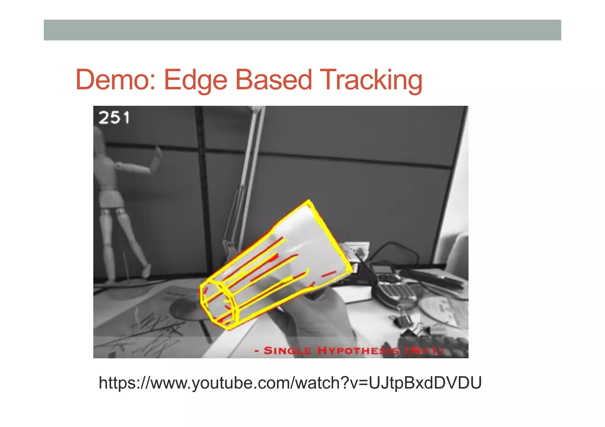 Demo: Edge Based Tracking
https://www.youtube.com/watch?v=UJtpBxdDVDU
 