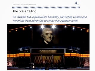 The Glass Ceiling
An invisible but impenetrable boundary preventing women and
minorities from advancing to senior management levels
Allen Grabo – VU University Amsterdam
41
 