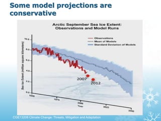 Some model projections are
conservative
CGE13208 Climate Change: Threats, Mitigation and Adaptation
 