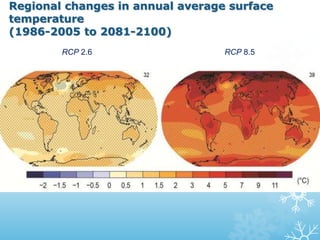 Regional changes in annual average surface
temperature
(1986-2005 to 2081-2100)
RCP 2.6 RCP 8.5
 