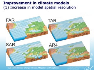 Improvement in climate models
(1) Increase in model spatial resolution
1990
2007
CGE13208 Climate Change: Threats, Mitigation and Adaptation
 