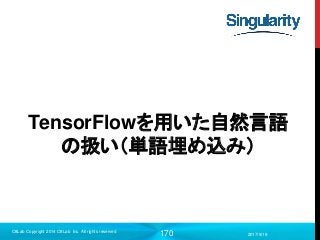 170
TensorFlowを用いた自然言語
の扱い（単語埋め込み）
2017/9/19
C8Lab Copyright 2014 C8Lab Inc. All rights reserved
 