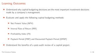 Comprehensive Guide to Capital Budgeting: Investment Decision Rules and ...