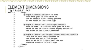 ELEMENT DIMENSIONS
EXAMPLE (5)
11
 
