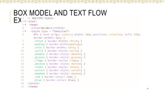 BOX MODEL AND TEXT FLOW
EXAMPLE (6)
21
 
