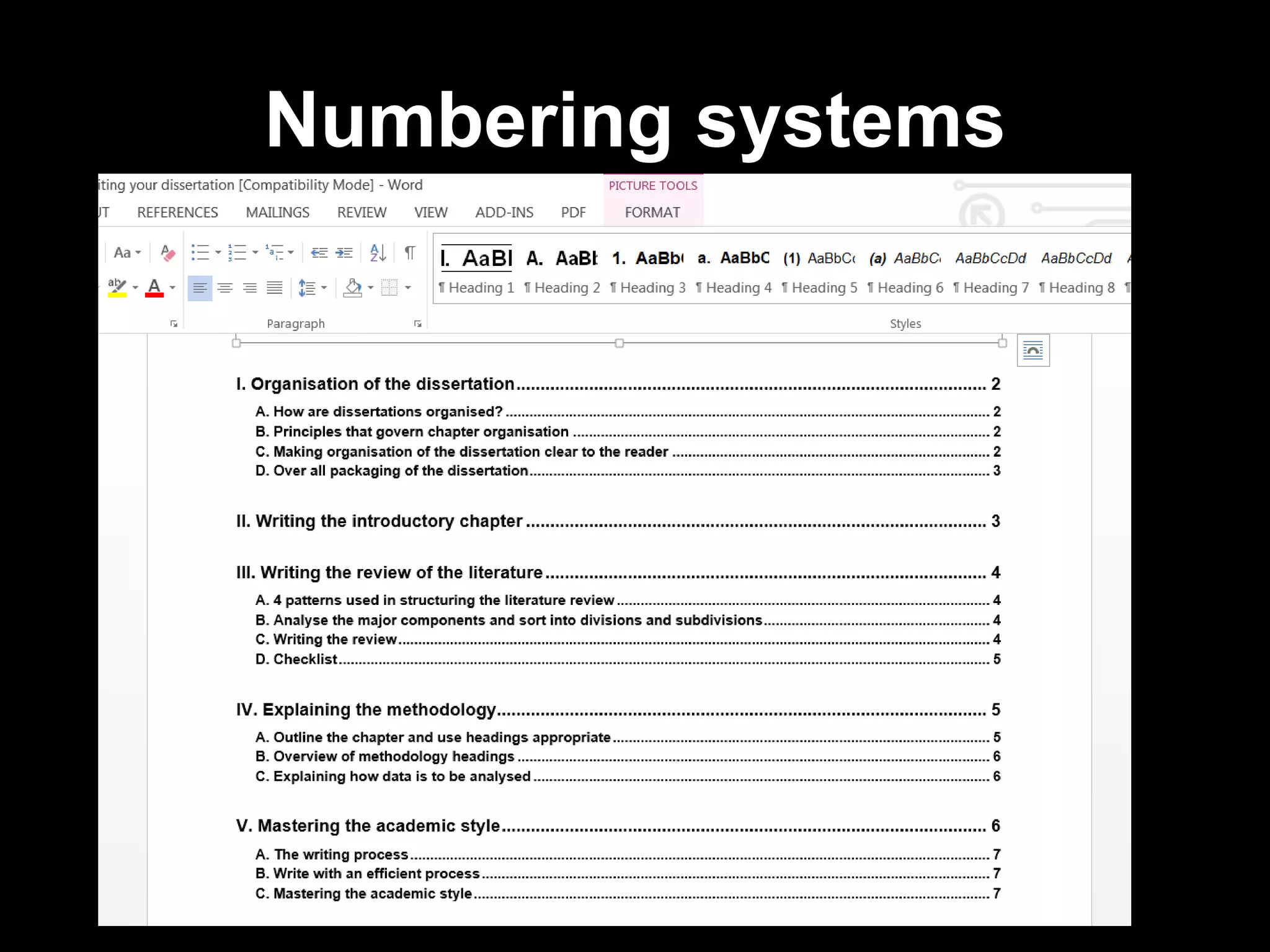 Numbering systems 
 
