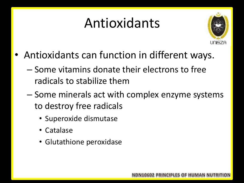 Lecture 10 nutrients involved in antioxidant function