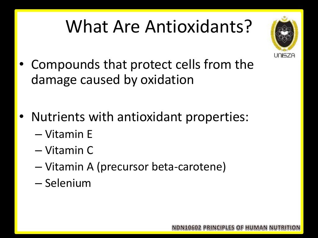 Lecture 10 nutrients involved in antioxidant function