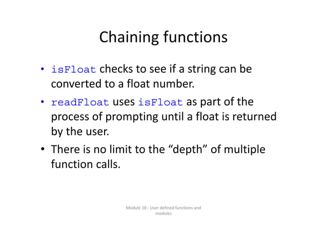 Lecture 10 user defined functions and modules | PPT