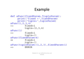 User Define In Module Lecture 10 user defined functions and modules | PDF