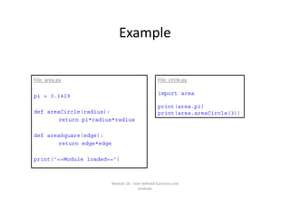 Lecture 10 user defined functions and modules | PDF