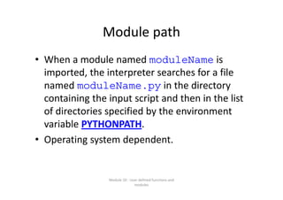 Lecture 10 user defined functions and modules | PDF