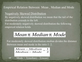 RELATION BETWEEN MEAN, MEDIAN AND MODE IN BIOSTATIC | PPT
