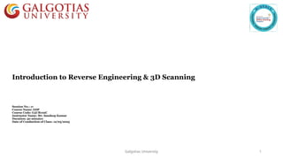 Introduction to Reverse Engineering & 3D Scanning | PPTX