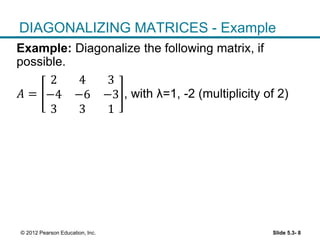 Lecture 11 diagonalization & complex eigenvalues - 5-3 & 5-5 | PPTX
