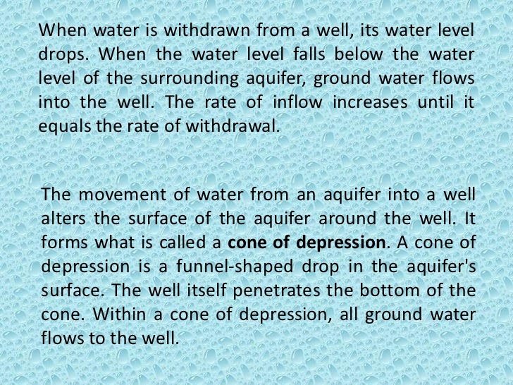lecture 11 groundwater hydrology how did this cone of depression in the groundwater form