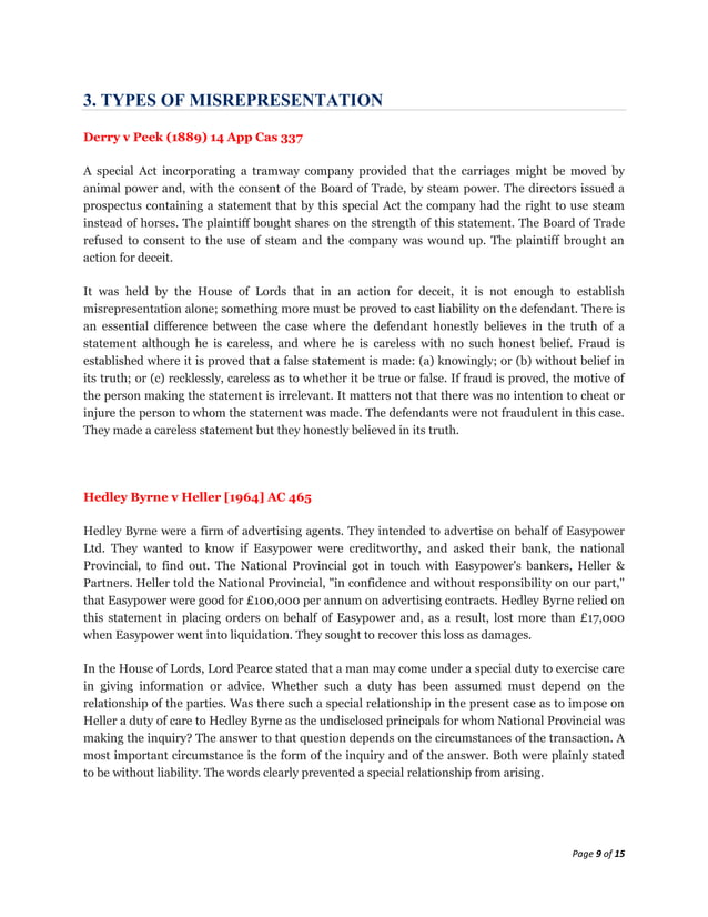 Lecture 11 misrepresentation - cases | DOCX | Real Estate Renting and ...
