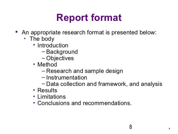 presentation of the results