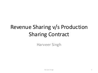Revenue Sharing v/s Production
Sharing Contract
Harveer Singh
1Harveer Singh
 