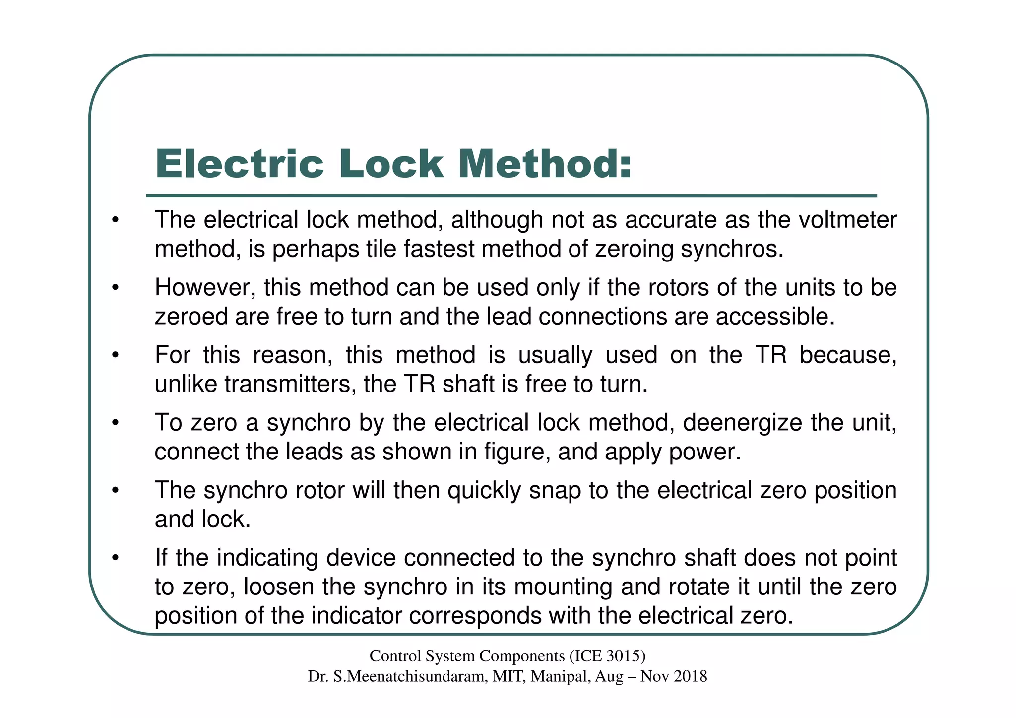 Lecture 11 zeroing synchros | PDF