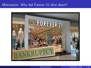 Motivation: Why did Forever 21 shut down?
Microeconomics December 1, 2019 1 / 92
 