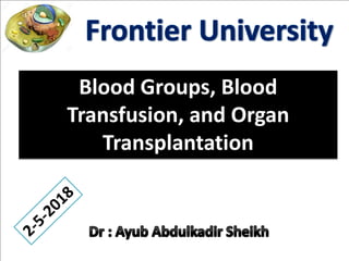 Blood Groups, Blood
Transfusion, and Organ
Transplantation
 