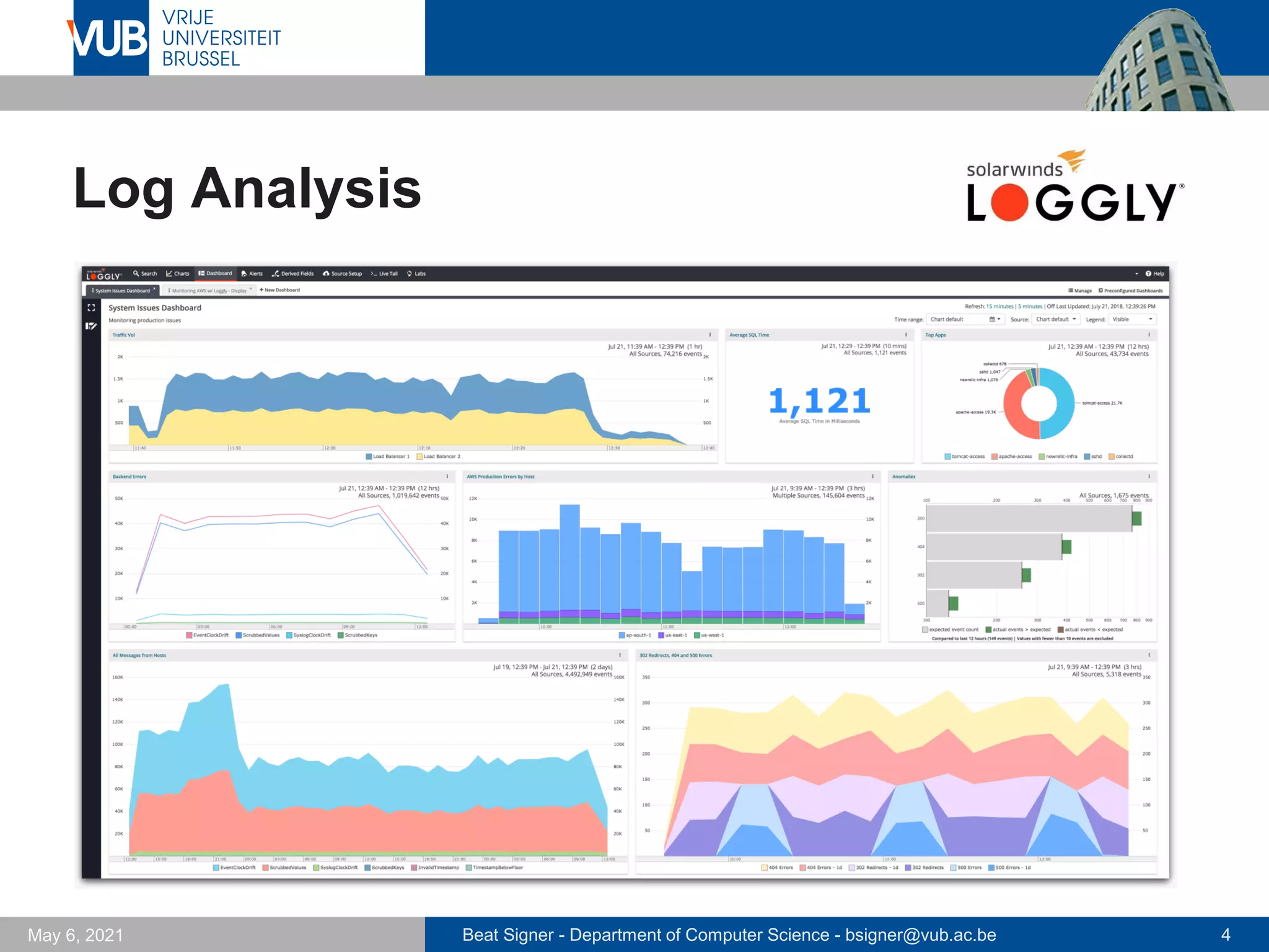 Beat Signer - Department of Computer Science - bsigner@vub.ac.be 4
May 6, 2021
Log Analysis
 