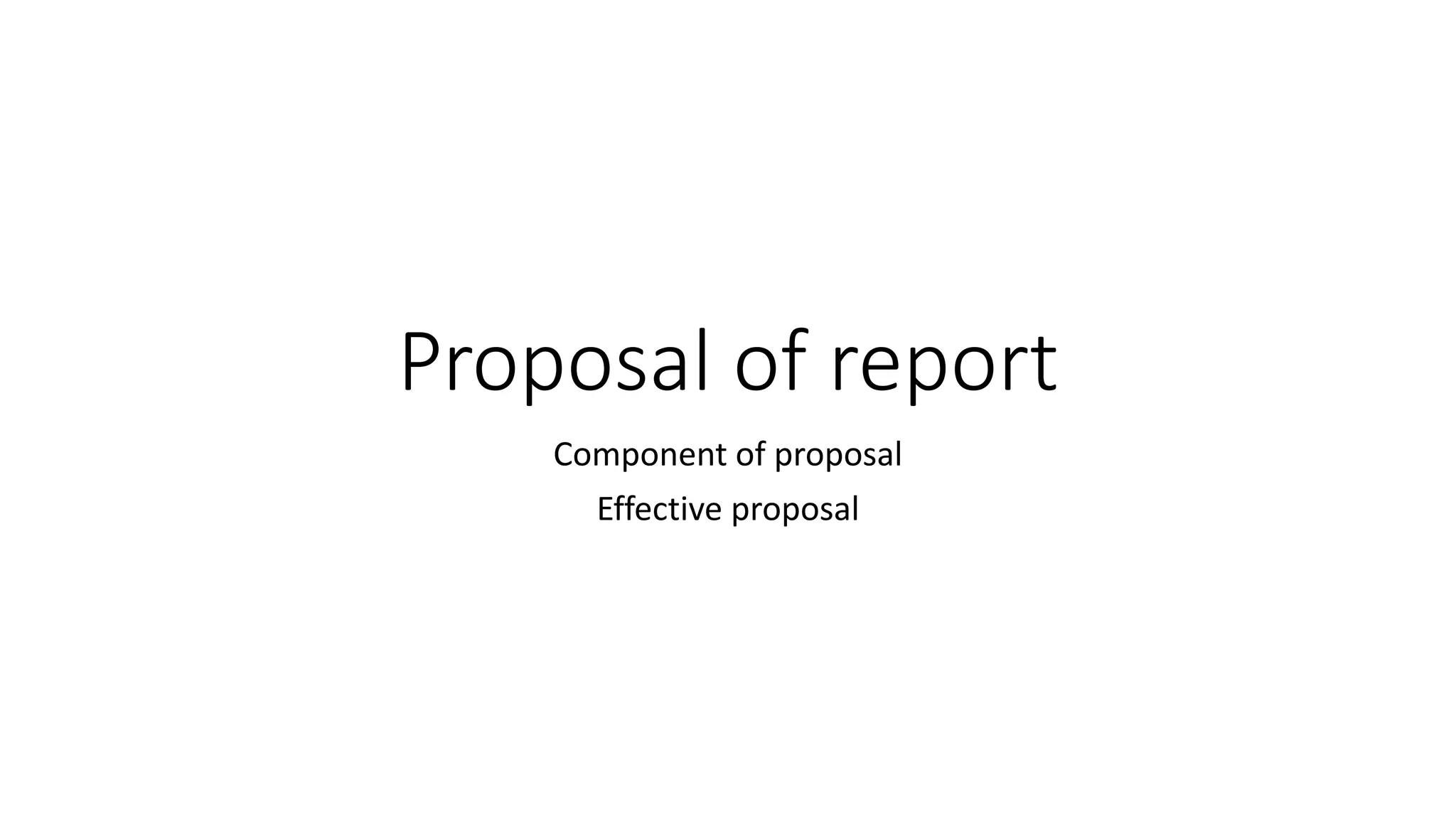 proposal of a report