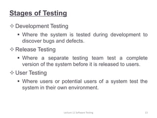 Lecture 11 Software Engineering Testing Slide | PDF