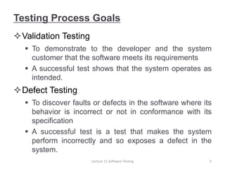 Lecture 11 Software Engineering Testing Slide | PDF