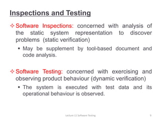 Lecture 11 Software Engineering Testing Slide | PDF